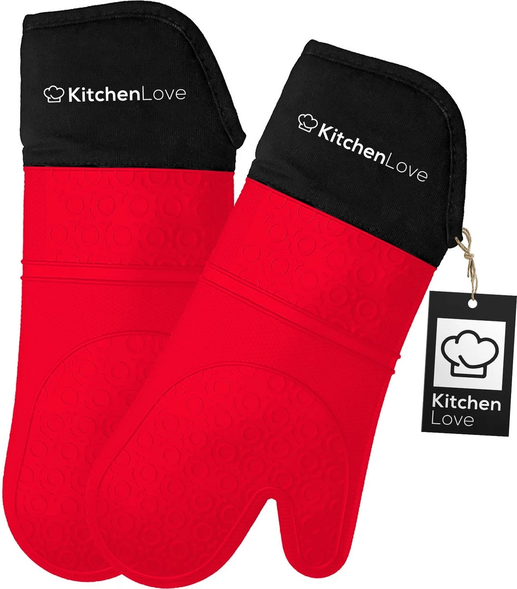 KitchenLove Ovenwanten - 2 Stuks Ovenhandschoenen - Hittebestendig tot 250 °C - Siliconen - Rood KitchenLove Ovenwanten - 2 Stuks Ovenhandschoenen - Hittebestendig Tot 250 °C - Siliconen - Rood -Greenpan Winkel 1053x1200 2