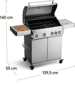 Burnhard Gas BBQ Big FRED Deluxe - 4 Branders - Incl. Keramische Infraroodbrander & Afdekhoes - Deluxe -Greenpan Winkel 1063x1200 1