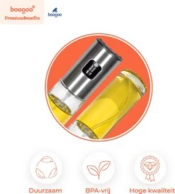 BooGoo® - RVS Olijfolie Sprayer Extreme Deluxe - Olijfolie Fles Verstuiver Voor Keuken - Oliespray - Oliefles - BBQ Accesoires - Olie Pomp Bakspray - Cooking Spray -Greenpan Winkel 1087x1200