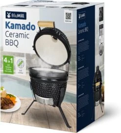 BluMill Kamado BBQ Egg - Kamado 13 Inch - Incl. Vlees Thermometer - Houtskoolbarbecues - Zwart - Ø 27cm -Greenpan Winkel 1090x1200
