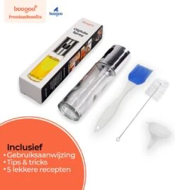 BooGoo® - RVS Olijfolie Sprayer Extreme Deluxe - Olijfolie Fles Verstuiver Voor Keuken - Oliespray - Oliefles - BBQ Accesoires - Olie Pomp Bakspray - Cooking Spray -Greenpan Winkel 1104x1200