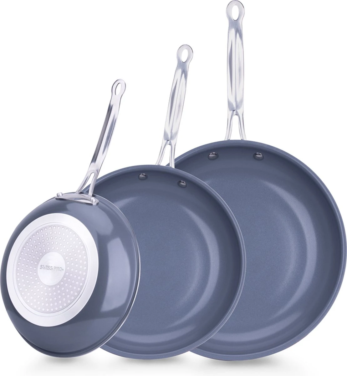 Swiss Pro+ - Koekenpannenset - 3 delig - Keramisch - Inductie - Milieuvriendelijk - PFAS - PFOA Vrij - Sapphire Green Swiss Pro+ - Koekenpannenset - 3 Delig - Keramisch - Inductie - Milieuvriendelijk - PFAS - PFOA Vrij - Sapphire Green -Greenpan Winkel