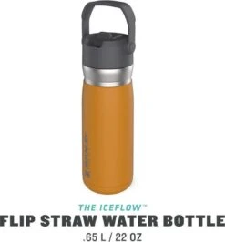 Stanley The IceFlow™ Flip Straw Water Bottle 0,65L - Thermosfles - Saffron -Greenpan Winkel 1114x1200