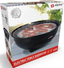 Alpina Elektrische BBQ - Tafel-Barbecue - Geen Rook - Binnen Barbecueën - 1250W - Ø 30 Cm - Zwart -Greenpan Winkel 1137x1200 1