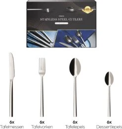 Nevana Bestekset - 24 Delig - 18/10 Edelstaal - Bestek - Lepels, Messen, Vorken -Greenpan Winkel 1137x1200 2