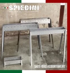 Spiedini Saté-bbq Bali 40 Mini - Kleine, Smalle Houtskoolbarbecue Met Horizontaal Rooster Voor Sate Of Andere Spiesjes - 40 Cm Lang, 11 Cm Breed, 14 Cm Hoog - Ideaal Voor Tuin- Of Open Haard, Of Balkon - Materiaal: Gealuminiseerd Ijzer -Greenpan Winkel 1153x1200