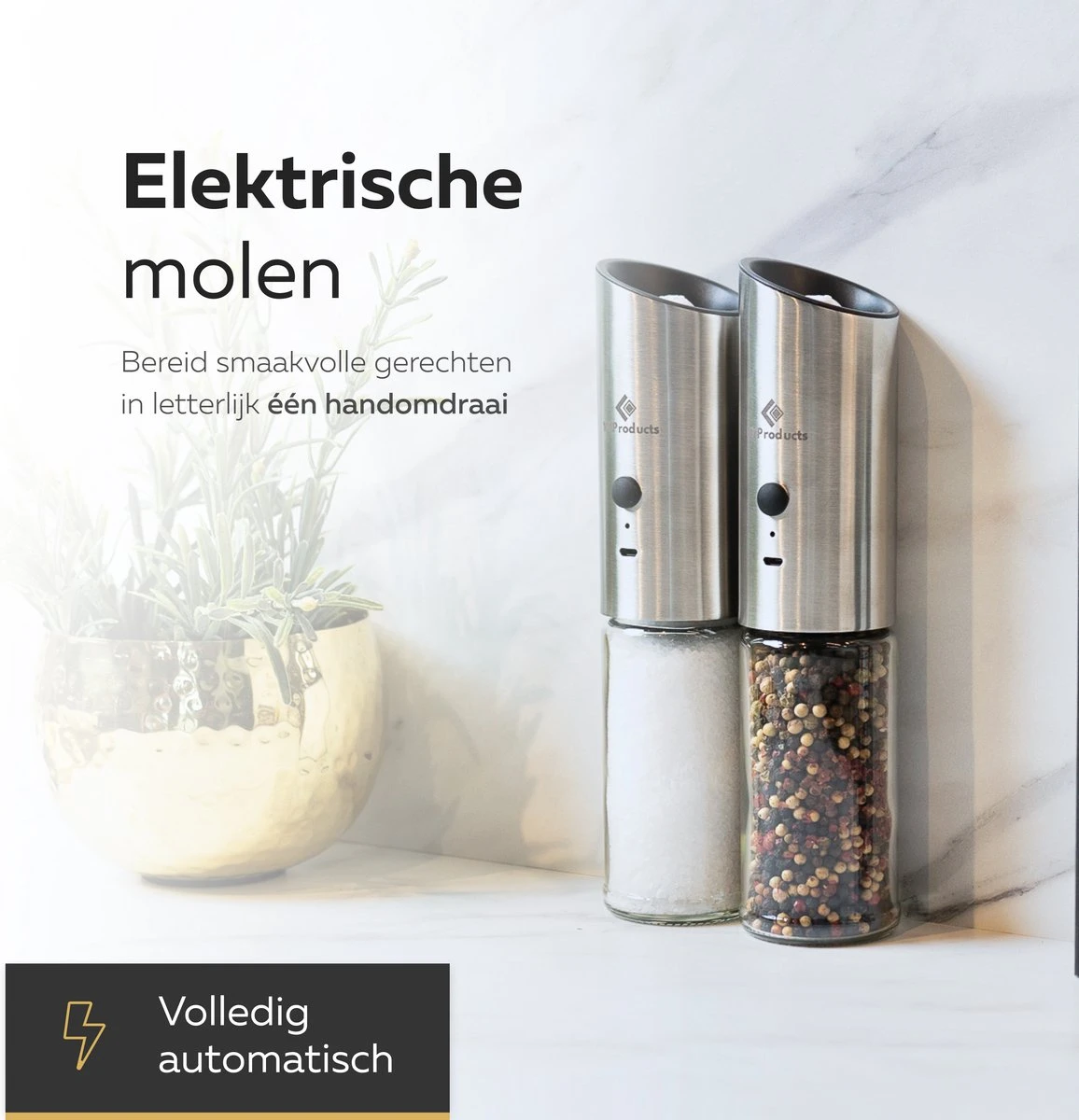 101Products Peper- & Zoutmolen Elektrisch - USB oplaadbaar - Pepermolen - Zoutmolen - RVS 101Products Peper- & Zoutmolen Elektrisch - USB Oplaadbaar - Pepermolen - Zoutmolen - RVS -Greenpan Winkel