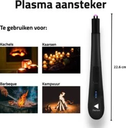 Oplaadbare Lange Elektrische Aansteker - Zwart - Duurzame Plasma Aansteker - Inclusief Cadeauverpakking - BBQ - Kaarsen -Greenpan Winkel 1177x1200