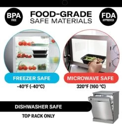 Buxibo - 50 Meal Prep Bakjes - Salade/Lunch Box - Diepvriesbakjes - Vershoudbakjes - Plastic Bakjes Met Deksel - Vershouddoos - Magnetron Vaatwasser Bestendig - 24 Oz/0.7 Liter Inhoud - Herbruikbaar - Kunststof - BPA Vrij - Zwart -Greenpan Winkel 1184x1200 2