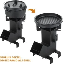 Dutch Mountains Gietijzeren Pannenset 7-delig - Dutch Oven – Braadpan - Grillpan - Hapjespan - Kookset In Houten Transportkist - Deksellifter - Brander -Greenpan Winkel 1185x1200 5