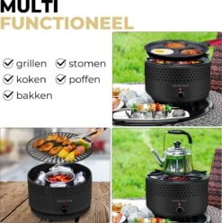 Ozocozy BBQ-ONE Houtskool Tafelbarbecue - Ø30 Cm- Zwart - Incl. Draagtas, Siliconen Bakkwast En RVS-Barbecuetang -Greenpan Winkel 1193x1200 7