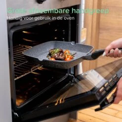 Coninx Grillpan 28CM - Steakpan - Afneembare Handgreep - PFAS-vrij - Grijs -Greenpan Winkel 1198x1200 10