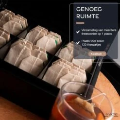 Invicto Products Theedoos 6 Vaks - Ruimte Voor 120 Theezakjes - Bamboe - Anti Slip En Anti Kras - Zwart -Greenpan Winkel 1198x1200 7