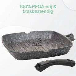 Coninx Grillpan 28CM - Steakpan - Afneembare Handgreep - PFAS-vrij - Grijs -Greenpan Winkel 1198x1200 9