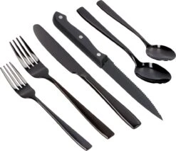 Deleca 6 Persoons Bestekset (36-delig) - Lepels, Messen, Vorken & Steakmessen - Vaatwasserbestendig - Zwart / RVS -Greenpan Winkel 1200x1036 3