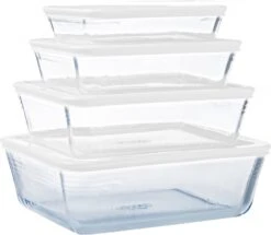 Pyrex - Cook & Freeze Schaal Met Deksel Set Van 4 Stuks - Transparant/Wit