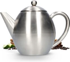 Vaja Valerie - Theepot Met Filter - Dubbelwandig - RVS - 1.2L -Greenpan Winkel 1200x1068