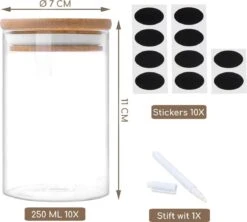 Quality Needz - Voorraadpotten - Glazen Potjes Met Deksel - 250 ML - 10 Delige Set - BPA-vrij - Gratis Pen & Herschrijfbare Stickers - Snoeppot -Greenpan Winkel 1200x1078 1