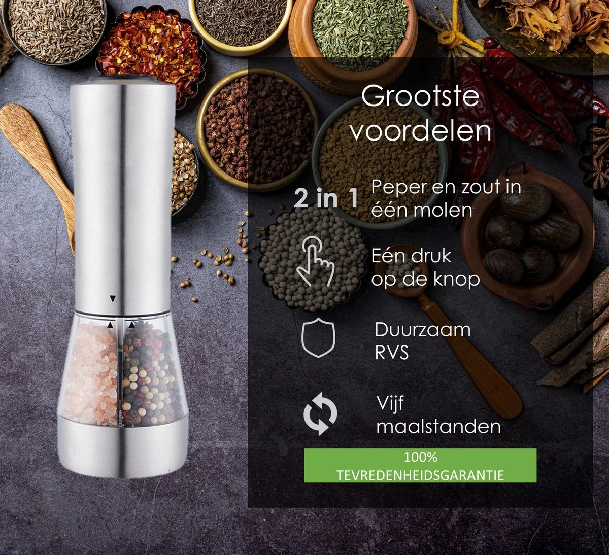 KROMS Peper en Zoutmolen set - Peper en Zoutmolen set Elektrisch -2 in 1 - Instelbare maalgraad - Pepermolen - Zoutmolen - Peper en Zoutmolen elektrisch KROMS Peper En Zoutmolen Set - Peper En Zoutmolen Set Elektrisch -2 In 1 - Instelbare Maalgraad - Pepermolen - Zoutmolen - Peper En Zoutmolen Elektrisch -Greenpan Winkel 1200x1094 1
