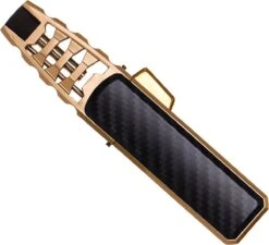 Merkloos Turbo Jetflame Aansteker - Gasbrander - Vuurwerk Torch - Crème Brûlée Brander - BBQ En Sigaren Aansteker - Windproof - Carbon Met Goudkleurige Metalen Behuizing -Greenpan Winkel 1200x1094