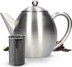 Vaja Valerie - Theepot Met Filter - Dubbelwandig - RVS - 1.2L