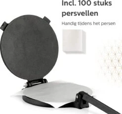 BooGoo® - Tortilla Pers Ø25CM - Inclusief Bakkwast En 100 Persvellen - Tortilla Press Roti Taco Maker - Tortillapan -Greenpan Winkel 1200x1129