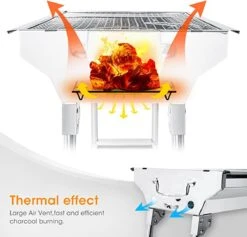 Uten - Houtskoolbarbecue - Opvouwbare Barbecue - Houtskoolbarbecues - Draagbare Camping Barbecue - 430 Roestvrij Staal Grill BBQ - 5-10 Persoon Tuin Buitenfeest - Zilver -Greenpan Winkel 1200x1152 1