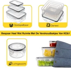 KE&1 Vershoudbakjes - Meal Prep Bakjes - Lunchbox - Diepvriesbakjes - Plastic Bakjes - Keuken - Keukenkast - Bakken -Greenpan Winkel 1200x1153 5