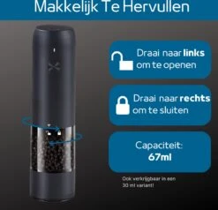 GOV Elektrische Peper- En Zoutmolen Zwart XL Set Oplaadbaar - Pepermolen - Peper En Zoutstel -Greenpan Winkel 1200x1156 1