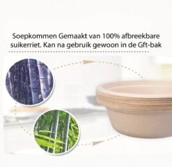 BIO Wegwerp Soepkommen 50 Stuks - Schaaltje Suikerriet 400ml - Natuur -Greenpan Winkel 1200x1160 2