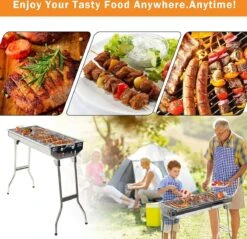 Uten - Houtskoolbarbecue - Opvouwbare Barbecue - Houtskoolbarbecues - Draagbare Camping Barbecue - 430 Roestvrij Staal Grill BBQ - 5-10 Persoon Tuin Buitenfeest - Zilver -Greenpan Winkel 1200x1162 7