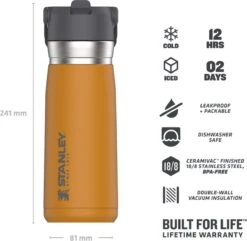 Stanley The IceFlow™ Flip Straw Water Bottle 0,65L - Thermosfles - Saffron -Greenpan Winkel 1200x1170 1