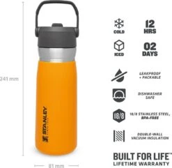 Stanley The IceFlow™ Flip Straw Water Bottle 0,65L - Thermosfles - Saffron -Greenpan Winkel 1200x1170