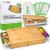 Ecowize 3-in-1 Bamboe Snijplank Met Opvangbak - Snijplank Hout Incl. 3 Roestvrijstalen Opvangbakjes Met Bamboe Deksel, 4 Inzetbare Raspen - Groentesnijder, Hakblok, Borrelplank, Tapasplank, Broodplank - 40x30cm - Duurzaam Cadeau -Greenpan Winkel 1200x1175 3