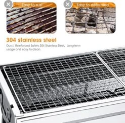 Uten - Houtskoolbarbecue - Opvouwbare Barbecue - Houtskoolbarbecues - Draagbare Camping Barbecue - 430 Roestvrij Staal Grill BBQ - 5-10 Persoon Tuin Buitenfeest - Zilver -Greenpan Winkel 1200x1184 2