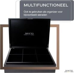 Invicto Products Theedoos 6 Vaks - Ruimte Voor 120 Theezakjes - Bamboe - Anti Slip En Anti Kras - Zwart -Greenpan Winkel 1200x1188