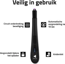 Oplaadbare Lange Elektrische Aansteker - Zwart - Duurzame Plasma Aansteker - Inclusief Cadeauverpakking - BBQ - Kaarsen -Greenpan Winkel 1200x1190