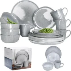 Excellent Serviesset - Servies - 16 Stuks - Aardewerk - Grijs -Greenpan Winkel 1200x1193 1