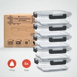 KitchenBrothers Meal Prep Bakjes - Set - Luchtdicht - BPA Vrij - 1L - Glas - 5 Stuks -Greenpan Winkel 1200x1198 27