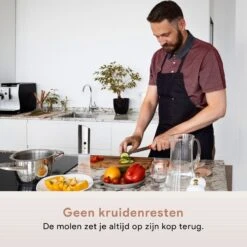 DODANA Premium Peper - & Zoutmolen Elektrisch - 1 Stuk - Pepermolen - Zoutmolen - Oplaadbaar - USB - Elektrische Pepermolen - RVS - Zwaartekracht Functie - LED Lamp - Nl Handleiding - Incl Borsteltje -Greenpan Winkel 1200x1200 133