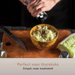 DODANA Premium Peper - & Zoutmolen Elektrisch - 1 Stuk - Pepermolen - Zoutmolen - Oplaadbaar - USB - Elektrische Pepermolen - RVS - Zwaartekracht Functie - LED Lamp - Nl Handleiding - Incl Borsteltje -Greenpan Winkel 1200x1200 134