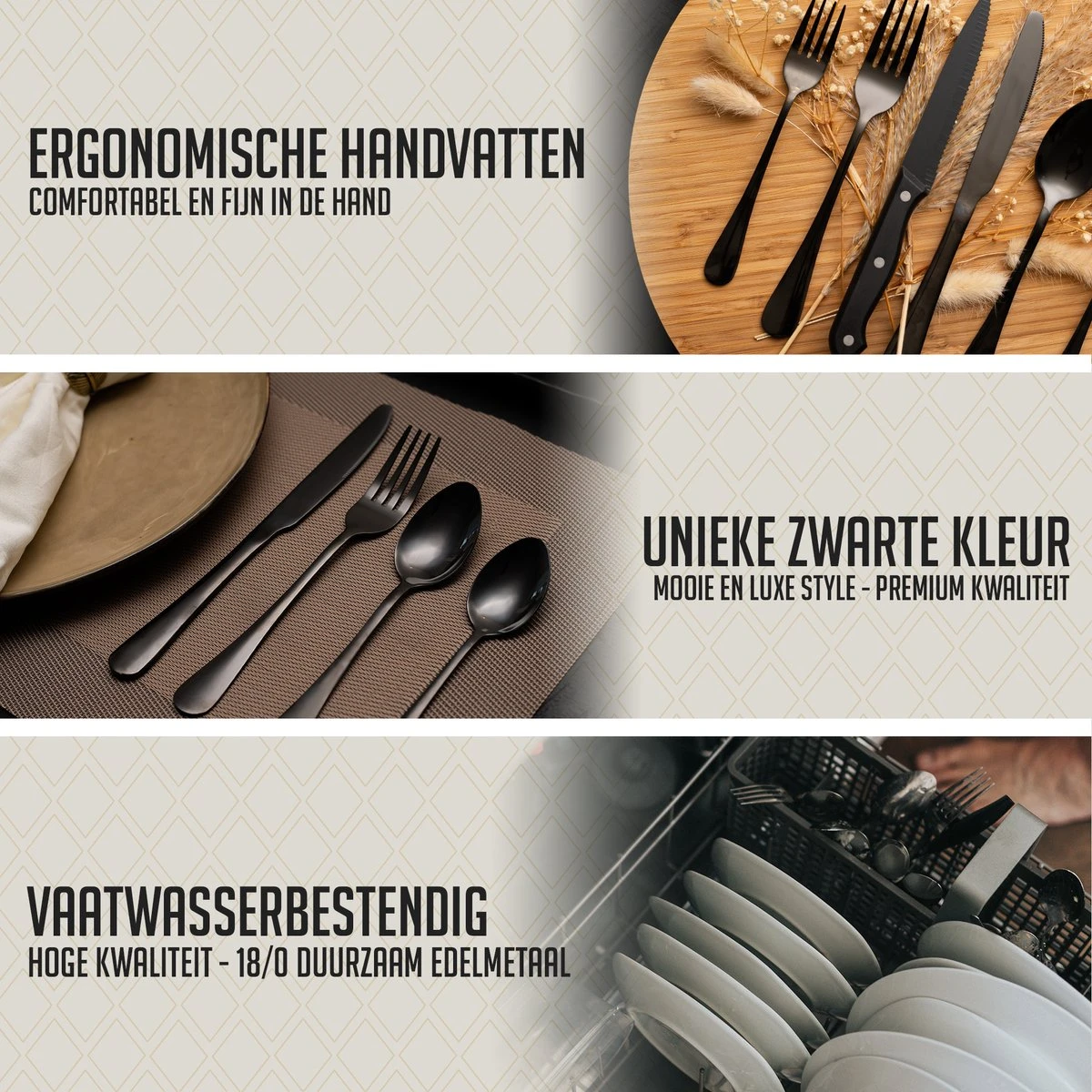 OEC Kitchen Bestekset 36-delig - Zwart - 6 Persoons - Steakmessen - Messen - Vorken - Lepels - RVS OEC Kitchen Bestekset 36-delig - Zwart - 6 Persoons - Steakmessen - Messen - Vorken - Lepels - RVS -Greenpan Winkel 1200x1200 139