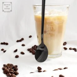 House Of Husk Latte Macchiato Lepels Set - Lange Theelepels - Koffielepels - Longdrinklepels - Sorbetlepels - Barlepel - RVS - 6 Stuks - 20CM - Zwart -Greenpan Winkel 1200x1200 20