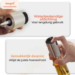 BooGoo® - RVS Olijfolie Sprayer Extreme Deluxe - Olijfolie Fles Verstuiver Voor Keuken - Oliespray - Oliefles - BBQ Accesoires - Olie Pomp Bakspray - Cooking Spray -Greenpan Winkel 1200x1200 245