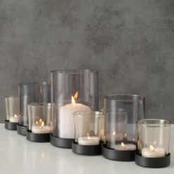 Theelichthouder Zwart Metaal / Glas. Set Van 9 -Greenpan Winkel 1200x1200 257