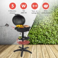 KitchenBrothers Elektrische BBQ - Met Grillplaat - Anti-aanbaklaag - Incl. Plank/Houders - Grilloppervlak 46,5x33,8cm - Tot 300°C - 2400W - Zwart -Greenpan Winkel 1200x1200 332