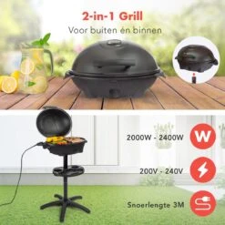 KitchenBrothers Elektrische BBQ - Met Grillplaat - Anti-aanbaklaag - Incl. Plank/Houders - Grilloppervlak 46,5x33,8cm - Tot 300°C - 2400W - Zwart -Greenpan Winkel 1200x1200 335
