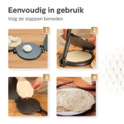 BooGoo® - Tortilla Pers Ø25CM - Inclusief Bakkwast En 100 Persvellen - Tortilla Press Roti Taco Maker - Tortillapan -Greenpan Winkel 1200x1200 370
