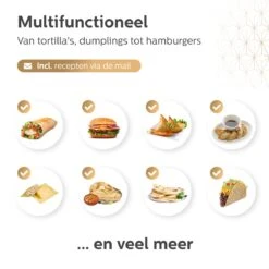 BooGoo® - Tortilla Pers Ø25CM - Inclusief Bakkwast En 100 Persvellen - Tortilla Press Roti Taco Maker - Tortillapan -Greenpan Winkel 1200x1200 371