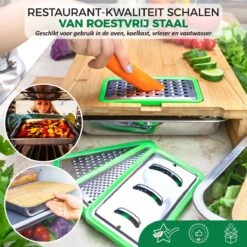 Ecowize 3-in-1 Bamboe Snijplank Met Opvangbak - Snijplank Hout Incl. 3 Roestvrijstalen Opvangbakjes Met Bamboe Deksel, 4 Inzetbare Raspen - Groentesnijder, Hakblok, Borrelplank, Tapasplank, Broodplank - 40x30cm - Duurzaam Cadeau -Greenpan Winkel 1200x1200 391